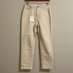 NWT CHICJOC Straight-Leg Non-Stretch Jeans in Ecru, Size 38 (US 6)